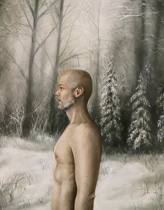 - Armando de la Garza - Torre de Babel: Autorretrato Desnudo.