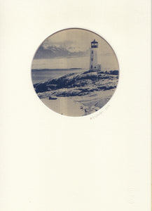 - Evangelina Esparza -  Cianotipia. Faros, as Luzes do Mar. El faro de Peggys Point.